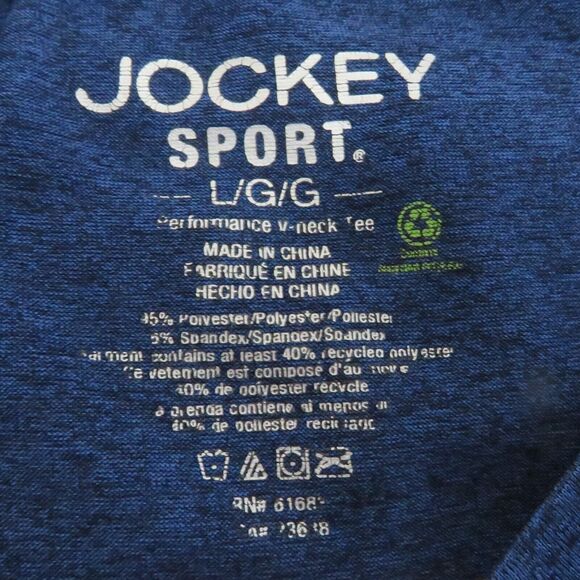 Jockey Pullover Shirt Men Lg Dark Blue, Performance V Neck Casual Short Sleeved - Picture 3 of 7